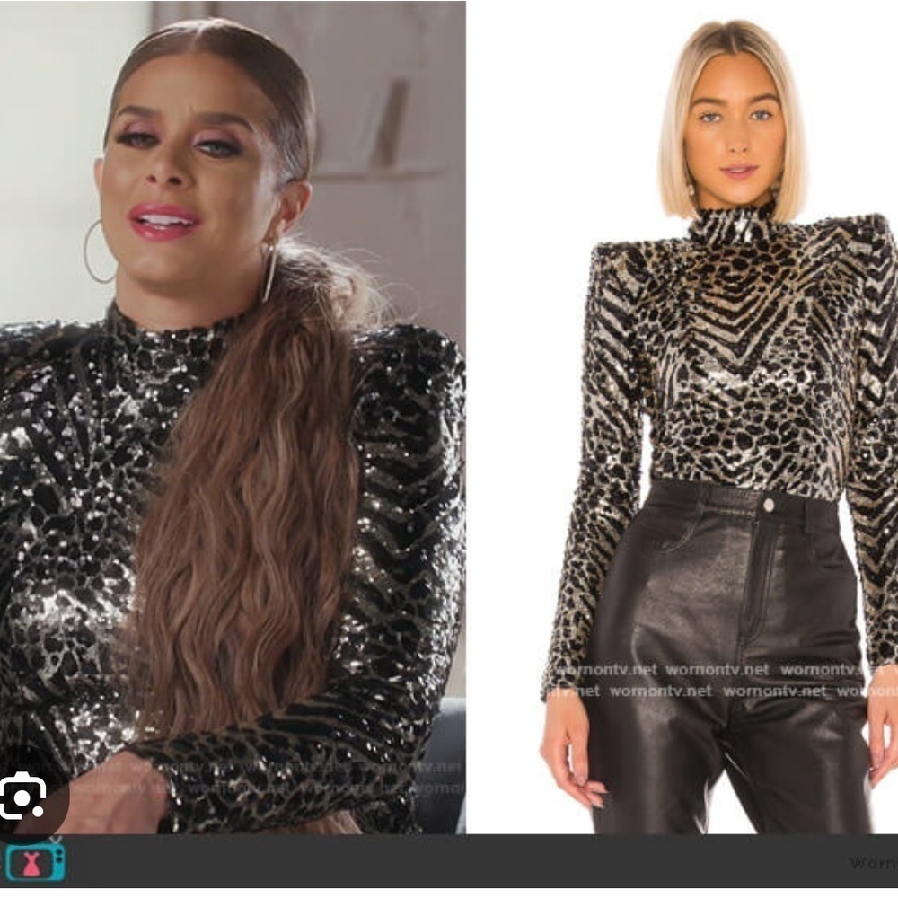 Zhivago When The Sun Went Down Sequin Top in Animal Size Medium - Picture 2 of 11